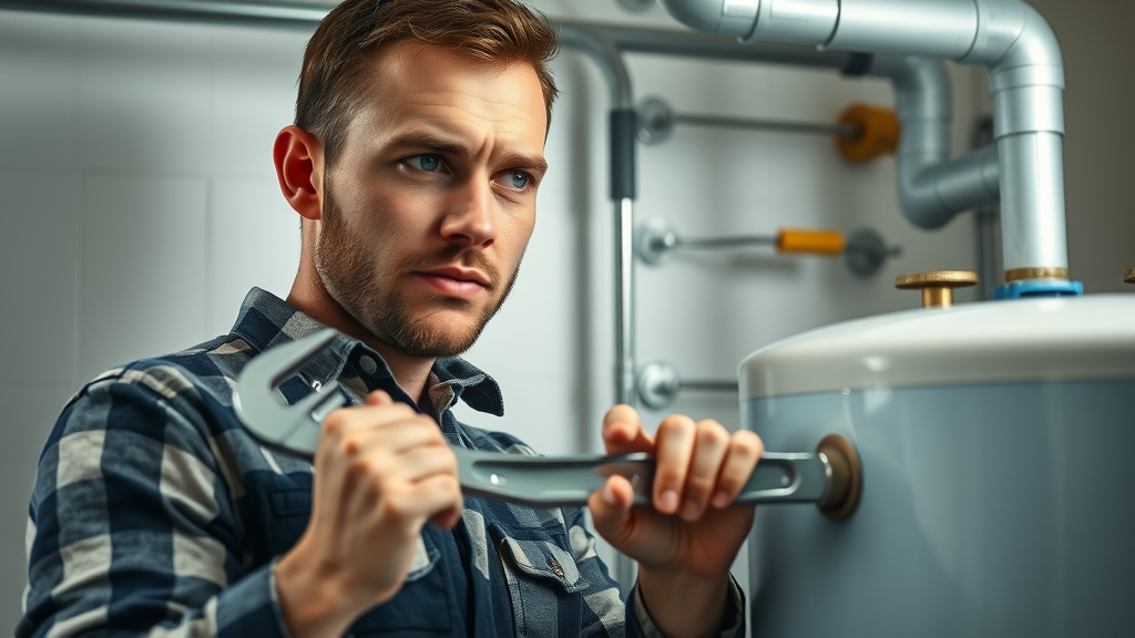 skilled plumber fixing water heater with wrench, good plumber eustis fl repair