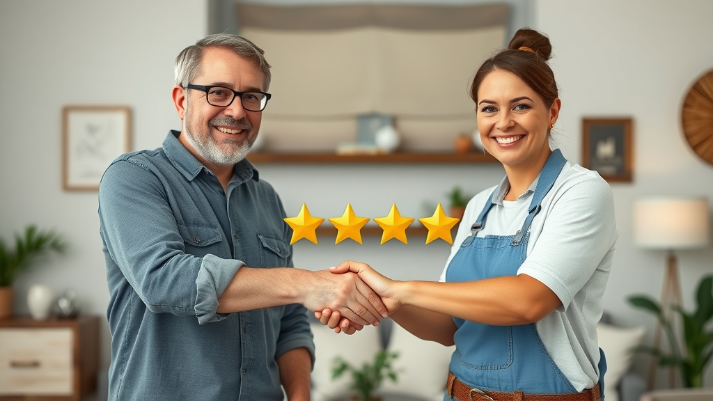 Satisfied homeowners giving a five-star rating to a general contractor in Eustis Florida