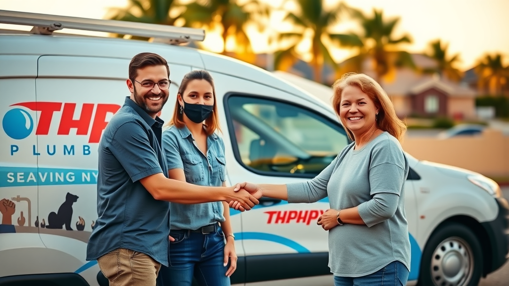 Meticulous licensed plumber in uniform holding inspection checklist near new plumbing installation. Licensed plumber Eustis FL. Highly detailed residential basement, visible code-compliant plumbing.