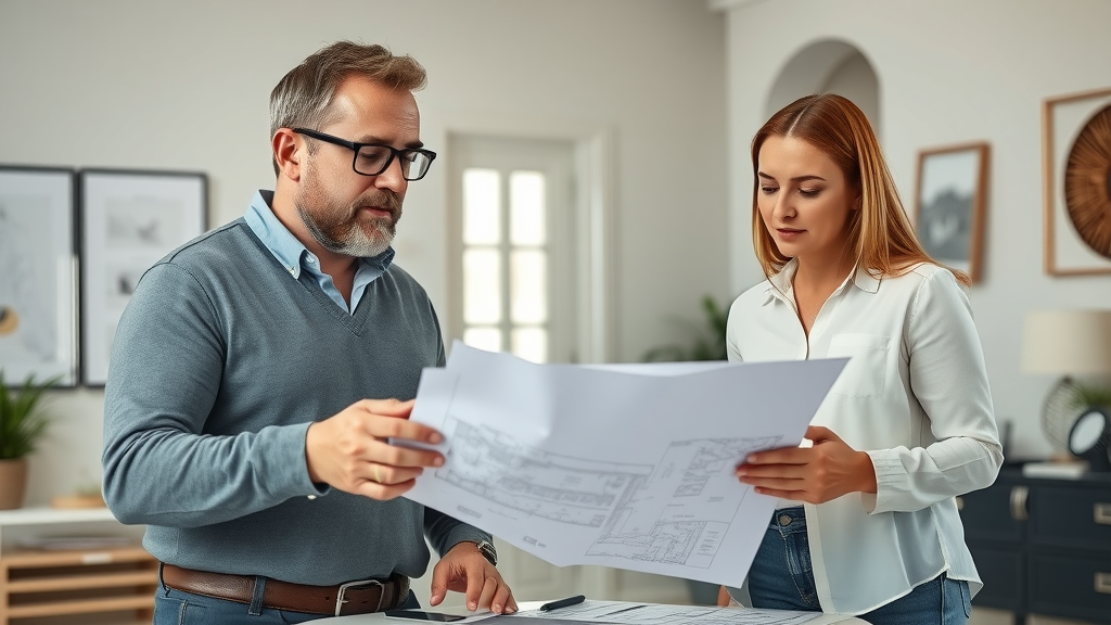 Professional general contractor in Eustis consulting with homeowners on home remodeling plans