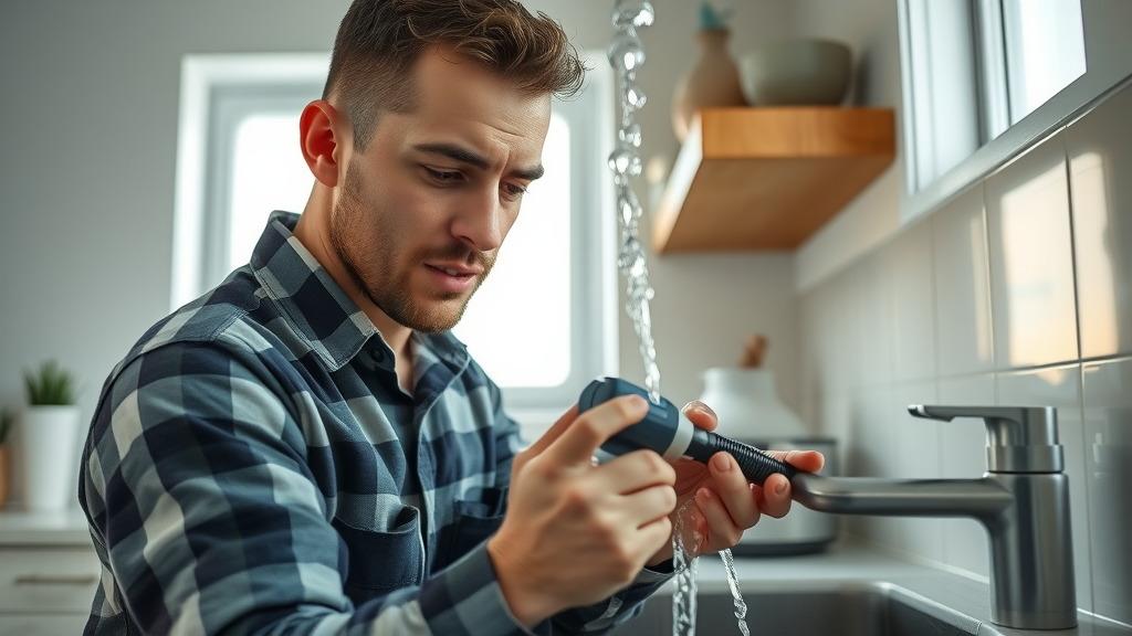 plumber conducting leak detection under kitchen sink with modern tools Eustis Florida