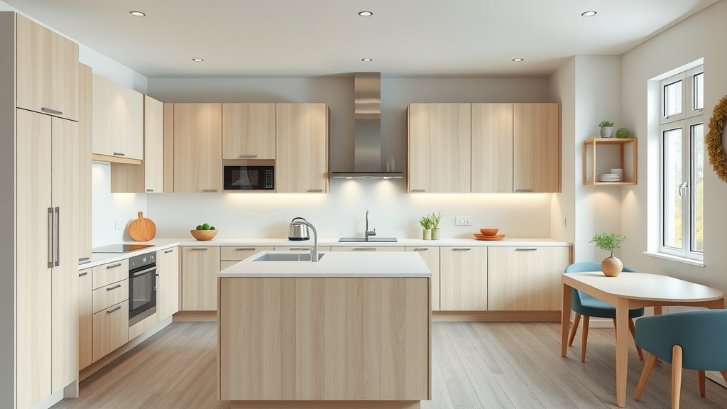 Trendy modern kitchen with eco-friendly cabinetry and energy-efficient appliances in Eustis