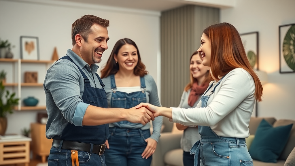 happy family shaking hands with plumber, good plumber eustis fl trustworthy