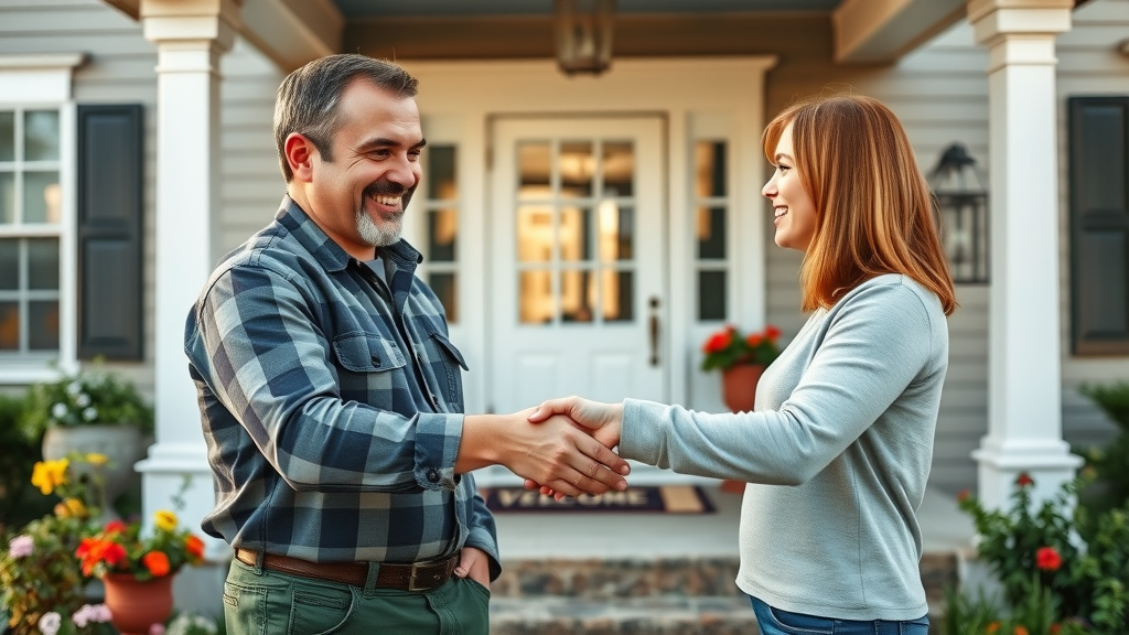 Trustworthy Eustis general contractor shakes hands with satisfied homeowner after home improvement