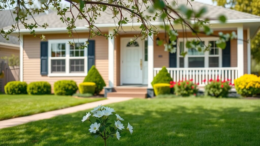 eustis handyman for hire: inviting suburban home exterior with clean, well-maintained lawn and vibrant flowers