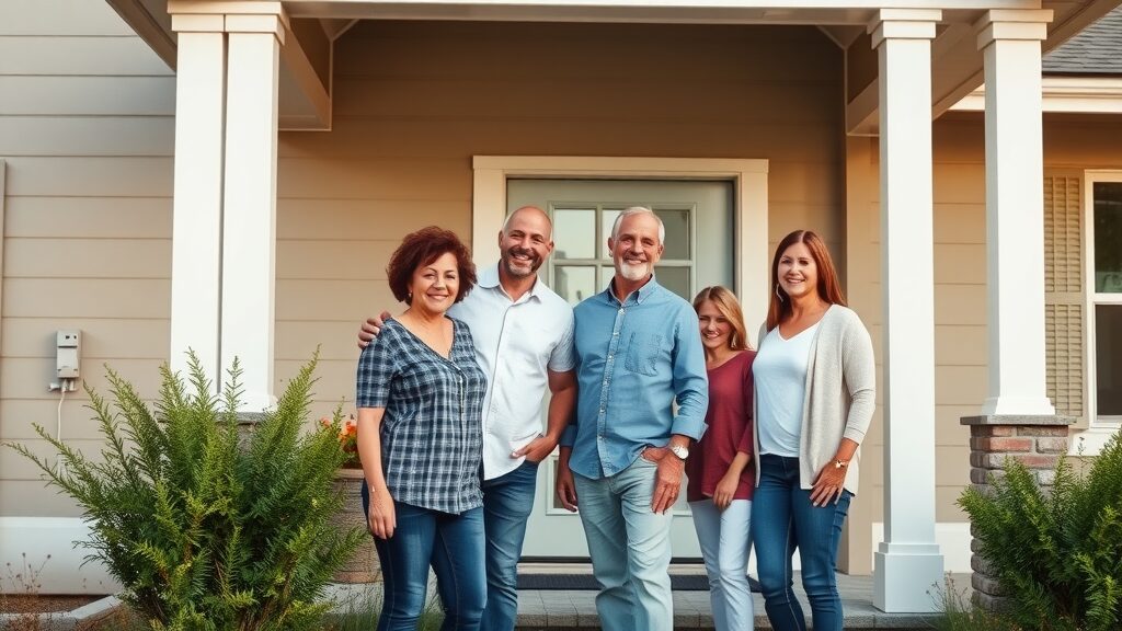 Secure, modern Eustis home with updated electrical panel, family standing on porch, Eustis electrical installation