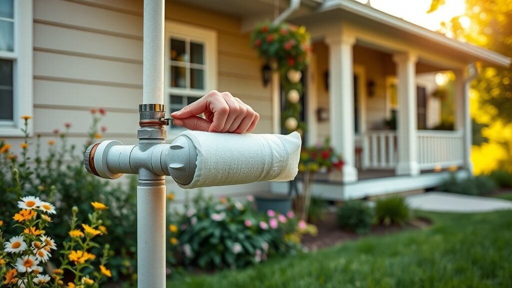 Eustis homeowner insulates outdoor pipes as part of seasonal plumbing maintenance