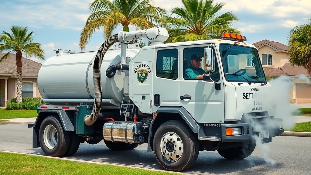 Modern septic pump truck performing regular pumping and maintenance in Eustis FL