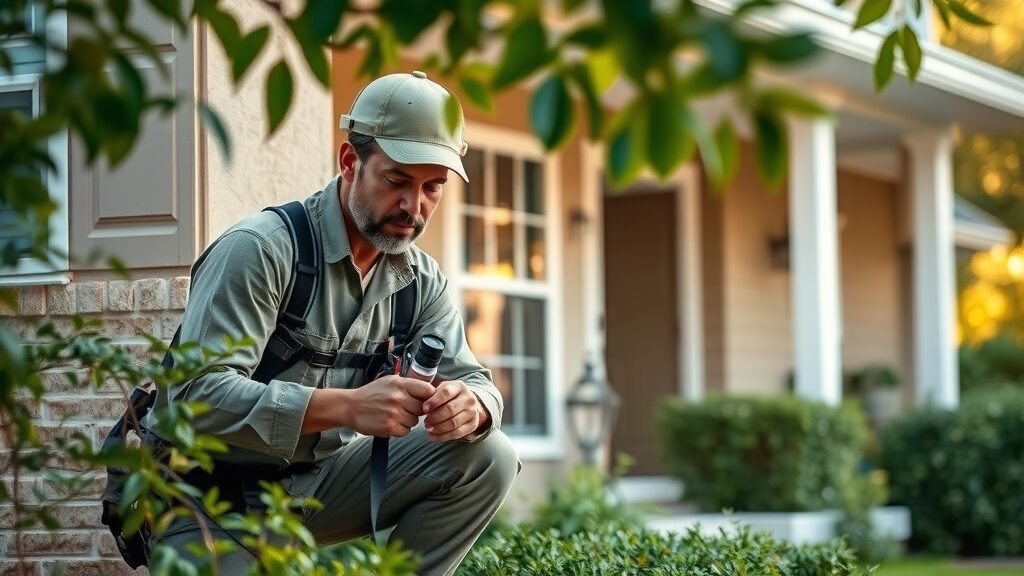 pest control technician performing free inspection at Eustis FL home – pest control services