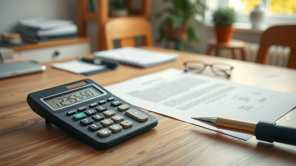 calculator and contract on desk showing Eustis garage door installation cost considerations