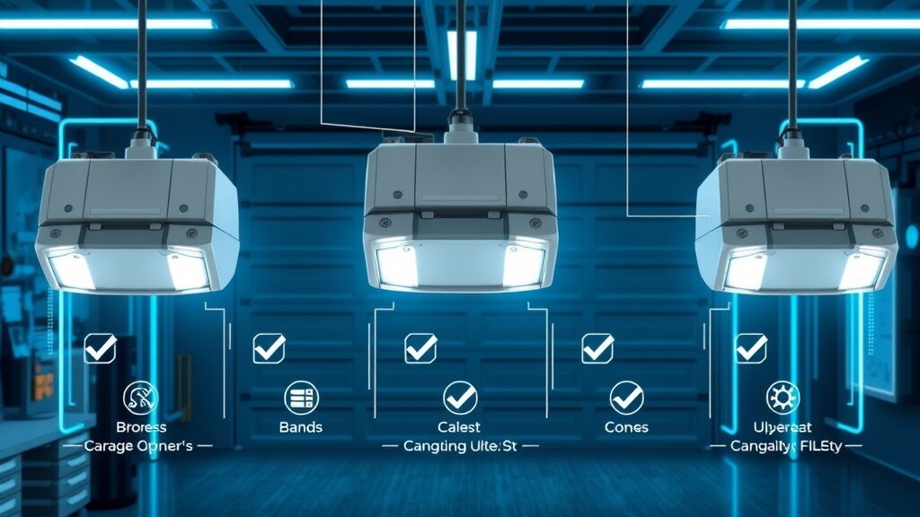 Compatibility diagram for Eustis auto-close feature with various garage door openers