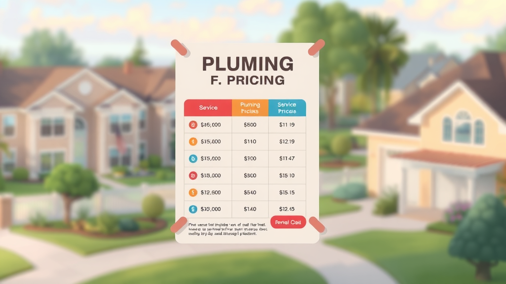 Eustis plumbing pricing chart with icons for leak repair, drain cleaning, water heaters, and inspection services