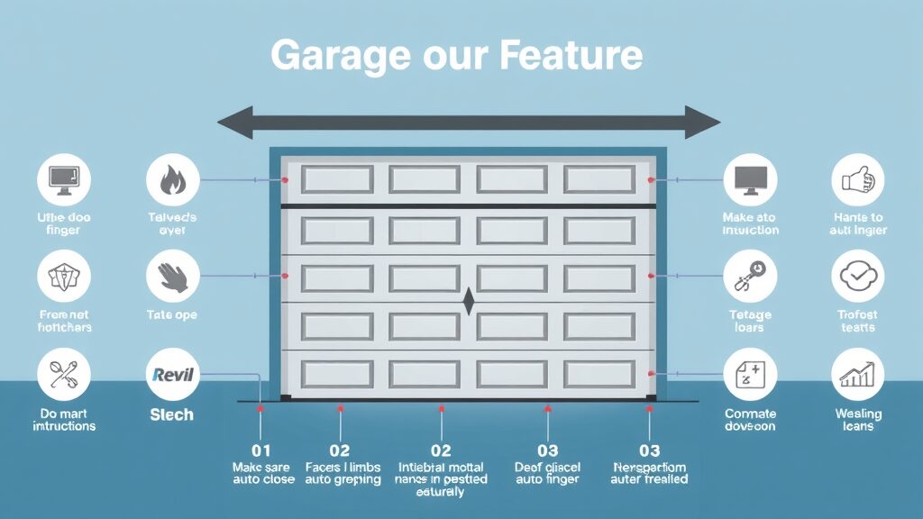 Infographic comparing Eustis garage door auto-close features vs competitor brands