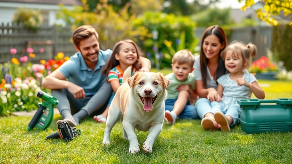 family with kids and dog enjoying pest-free backyard in Eustis FL, eco-friendly pest control application