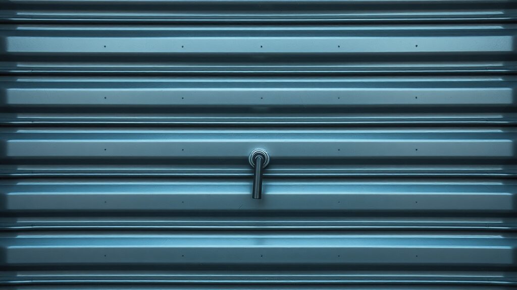 solid steel Eustis garage door close-up with reinforced structure and smart lock focusing on security