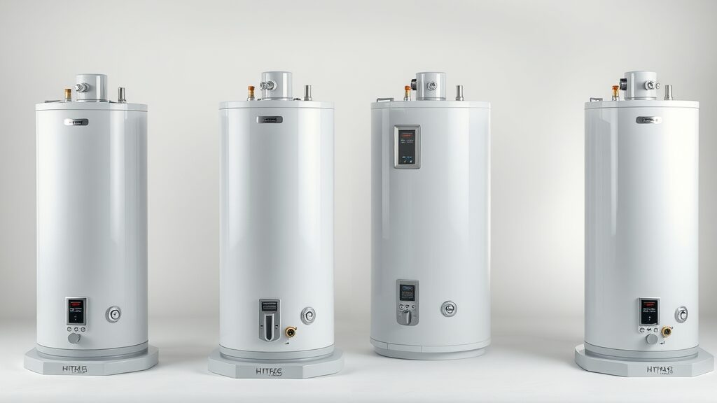 Comparison of four main water heater types used in Eustis homes: tank, tankless, heat pump, solar