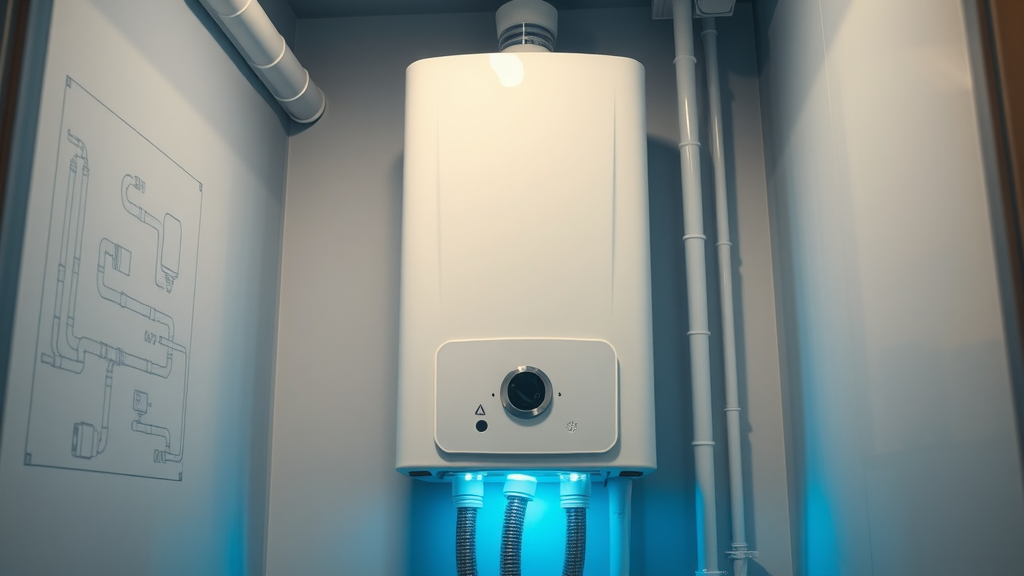 Modern tankless water heater in Eustis FL, pristine and efficient, mounted in utility closet
