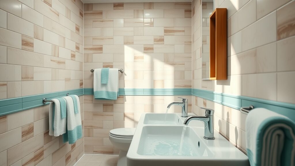 Modern renovated bathroom with stylish fixtures and natural wood accents in a well-lit Eustis FL home