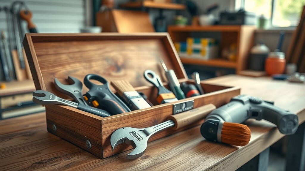 neatly organized toolbox with wrenches, screwdrivers, paintbrushes, and drills for affordable handyman eustis work