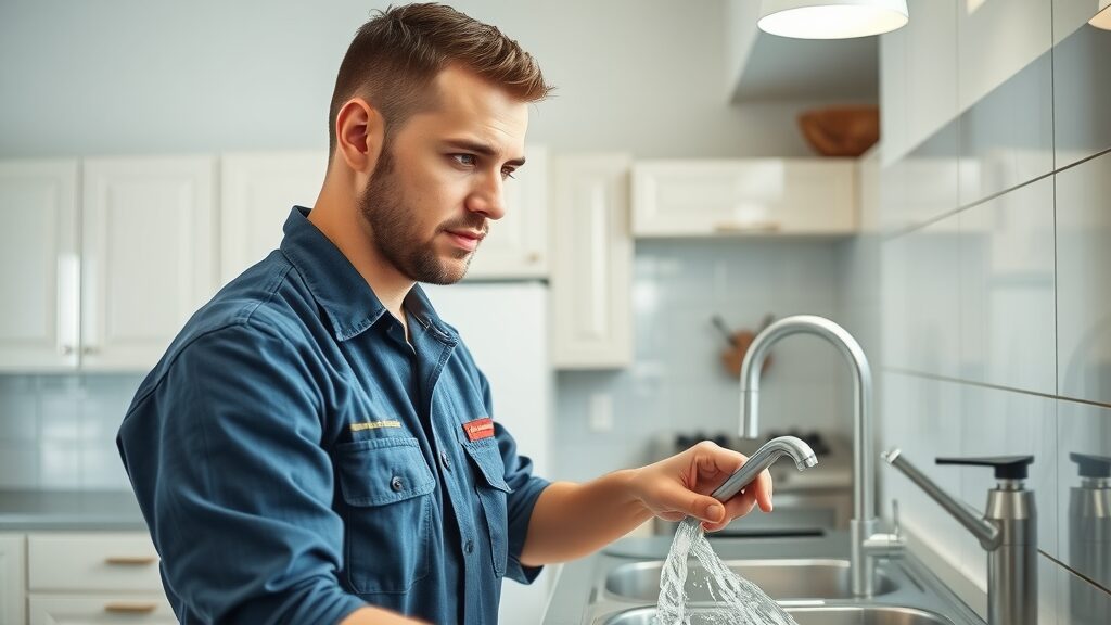 Professional Eustis plumber inspecting pipes under a kitchen sink, plumbing repair Eustis FL