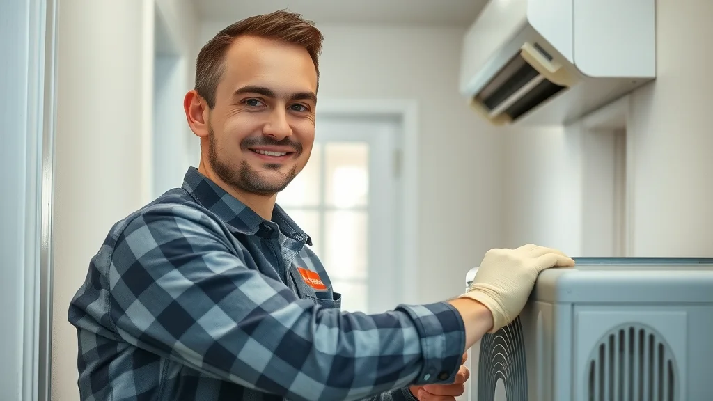 HVAC technician installing a modern allergy reduction AC system in Eustis, FL