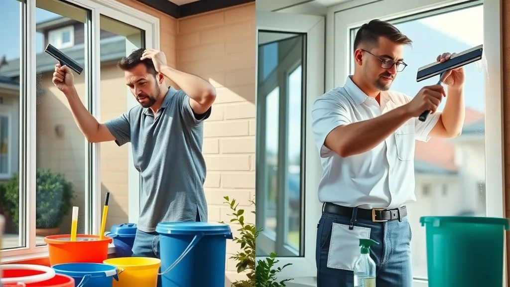 comparison of diy and professional window cleaning in eustis showing better results and efficiency from professional window washers