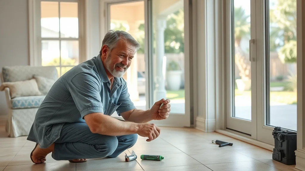 Homeowner maintaining sliding door track with lubricant — sliding door repair in Eustis FL