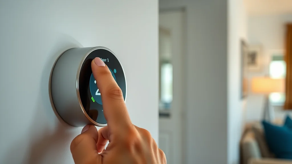 Homeowner adjusting digital smart thermostat as part of Eustis FL green HVAC solutions