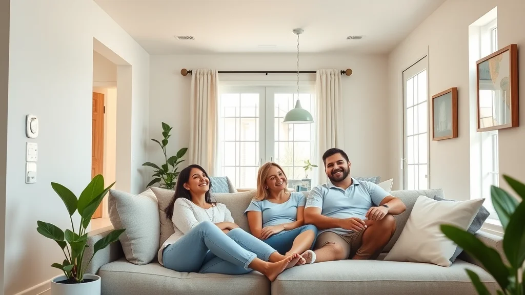 energy efficient hvac eustis: Family relaxing in cool, modern Eustis home using advanced HVAC system