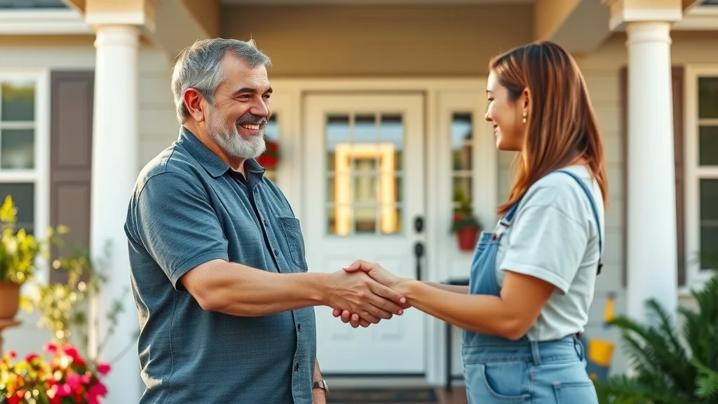 Satisfied Eustis homeowner shaking hands with professional cleaning service after deep cleaning