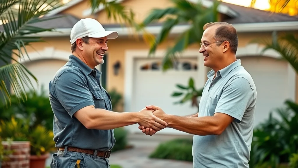 Trustworthy licensed painting contractor in Eustis FL greeting a satisfied homeowner after a painting project