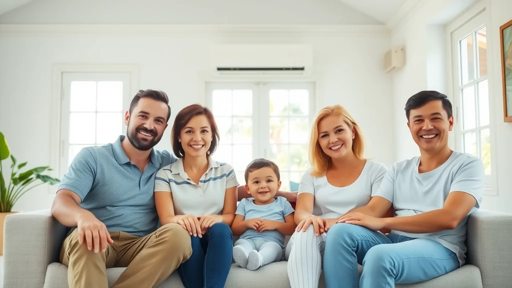 Bright, clean family living room with modern AC vent in Eustis FL, showing healthy indoor air and relaxed family atmosphere.