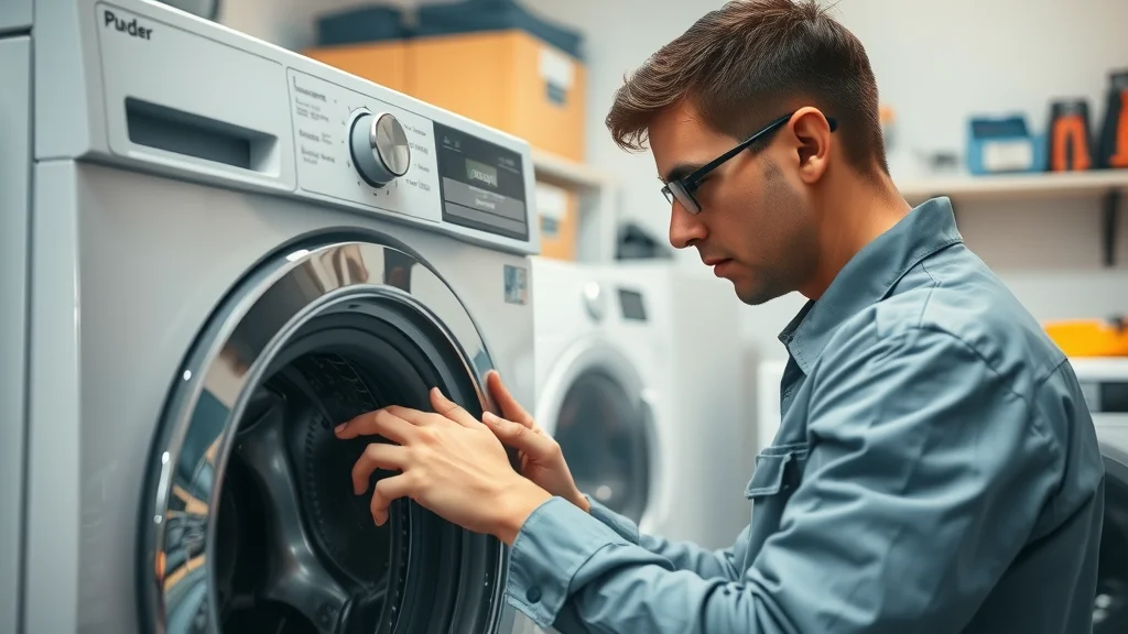 Appliance technician inspecting a washing machine — washer repair Eustis appliance service