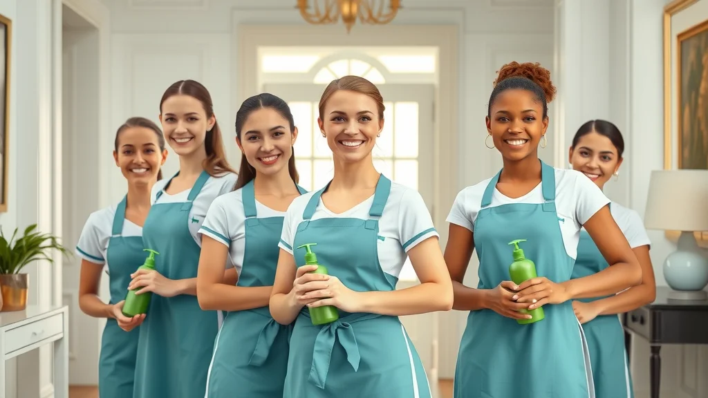 Eustis professional cleaning team with eco-friendly supplies in modern home foyer