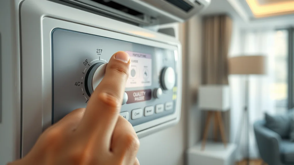 Adjusting air quality settings on asthma symptom management AC unit control panel