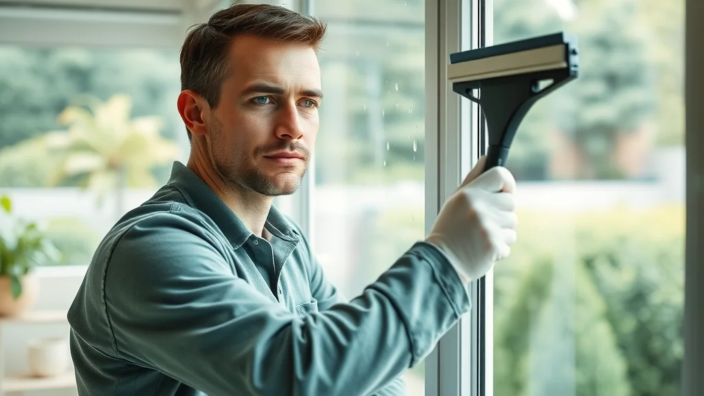 Professional window cleaner at work — window cleaning service Eustis