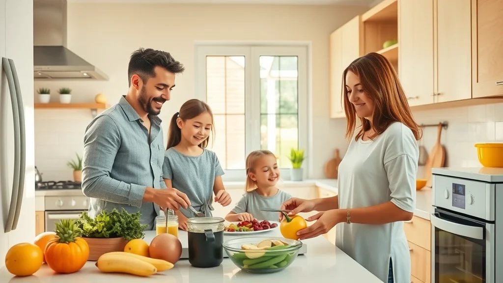 Happy family in a sunlit kitchen using well-maintained appliances — joyful and relaxed, eustis home appliance maintenance success