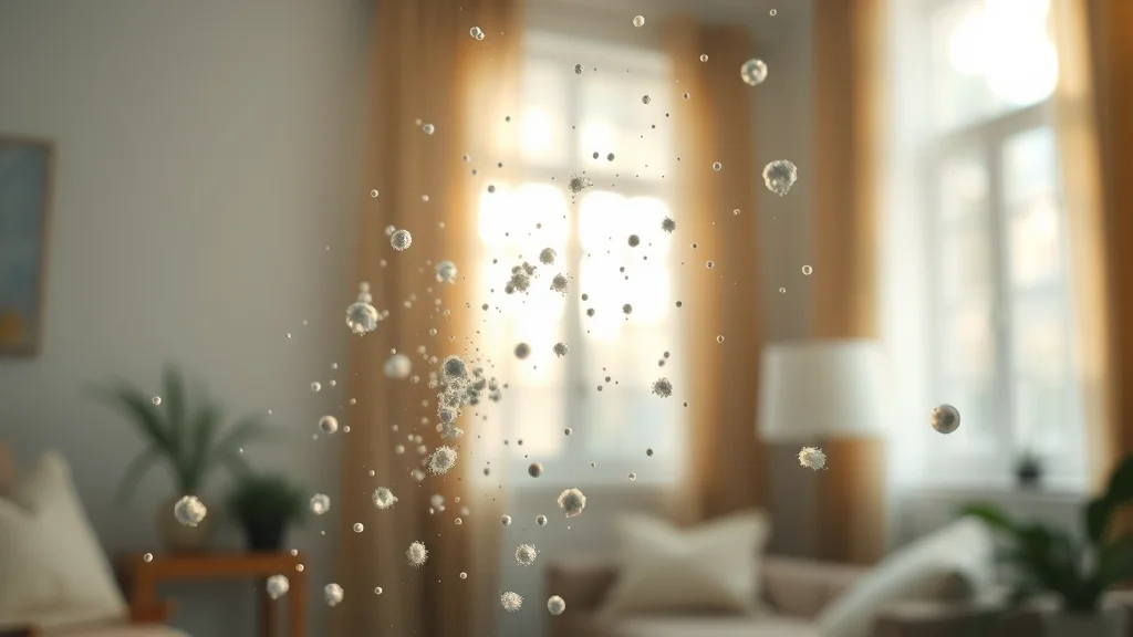 Macro view of airborne particles showing dust, pollen, and contaminants impacting indoor air quality in Eustis homes