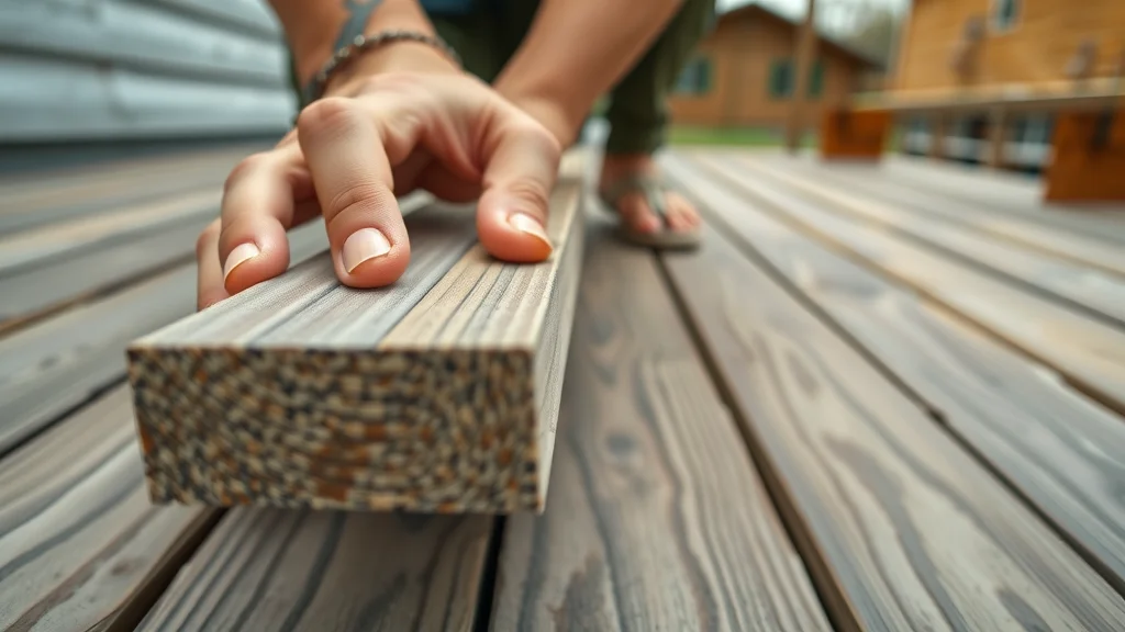 Hands holding composite and hardwood deck boards in Eustis. Keywords: composite decking, hardwood, decking materials, deck board