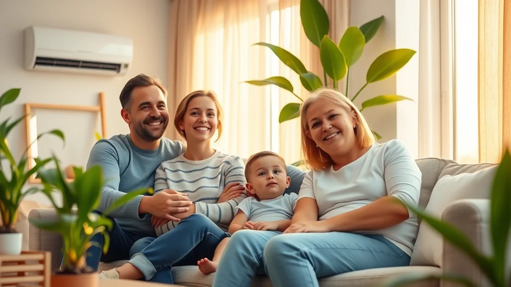 happy family enjoying clean air and optimal temperature with energy-efficient asthma reduction ac