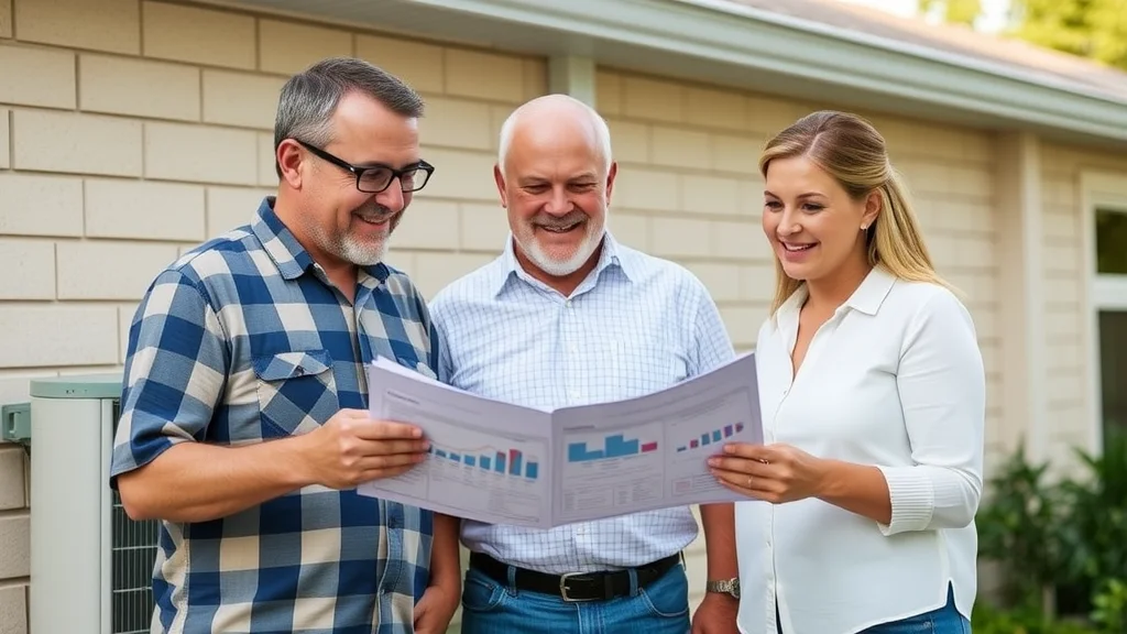 Cost breakdown for air system installation Eustis FL with smiling homeowners reviewing financial charts
