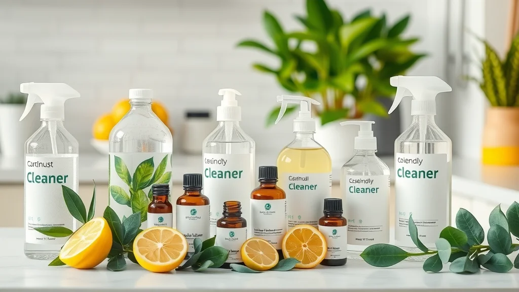 Eco-friendly cleaning product display with organic plant-based products and essential oils — eco-friendly cleaning Eustis