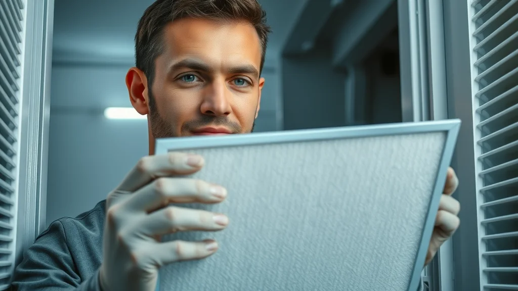 Clean HVAC air filter and technician inspecting a new HEPA filter — asthma-friendly HVAC system component