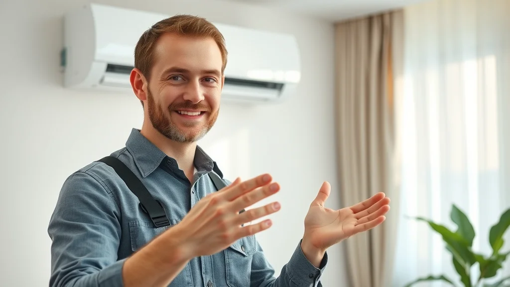 Professional installing ductless mini-split HVAC system for allergy relief in modern home