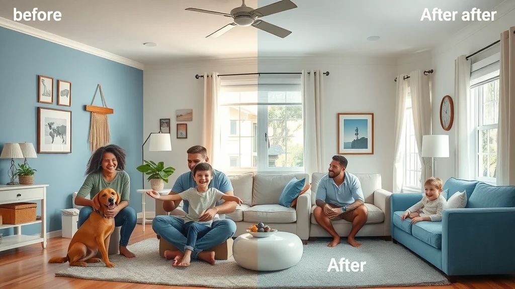 Homeowner in Eustis FL gently wiping clean, newly painted interior wall, bright white and green palette, soft filtered daylight