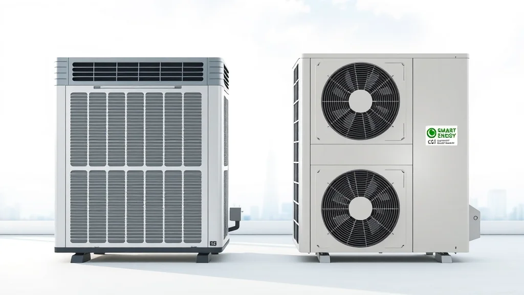 Side by side comparison of high-efficiency central air conditioner and modern heat pump for energy saving air systems Florida