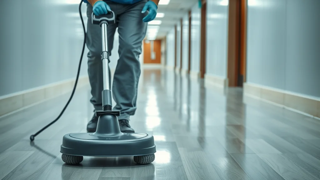 Skilled professional cleaner in Eustis using equipment to deep clean hard surface floors for a pristine home