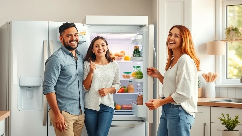 cheerful family with newly repaired refrigerator, eustis refrigerator repair success story