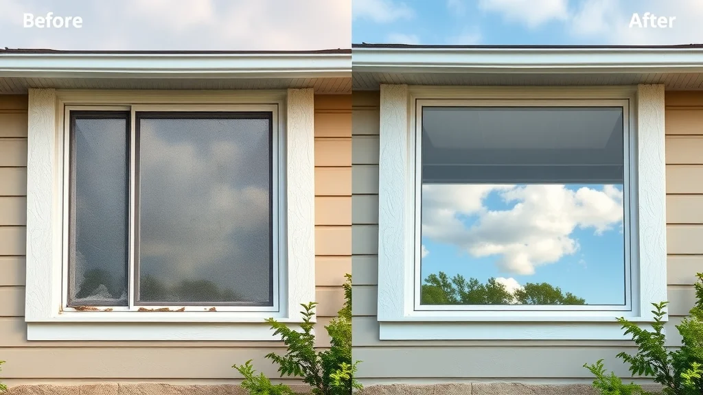 Before and after window replacement — clear comparison in Eustis FL home, demonstrating impact of window installation