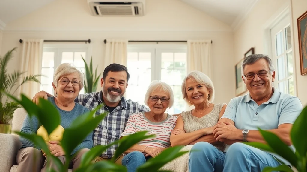 Family enjoying modern sustainable air conditioning Eustis system with enhanced indoor air quality
